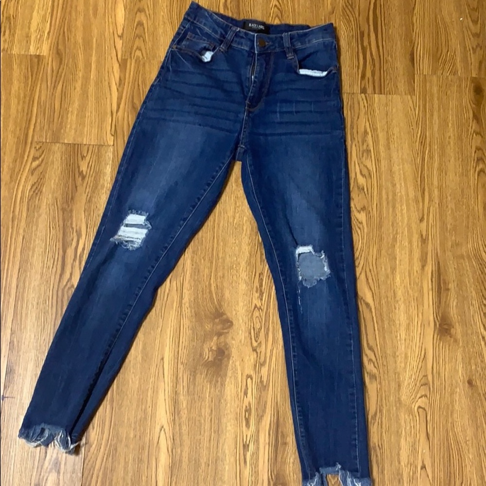 Black Label Blue Jeans w Hole in Knees